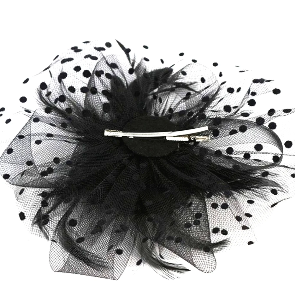 Beautiful Beloved Millinery Dotted Feathers Flower Headband Hair Clip Fascinator